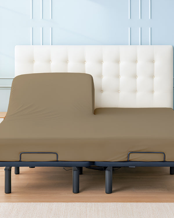Cloudsplit 1 Piece Fitted Sheet with Top Split for Adjustable Beds - Taupe