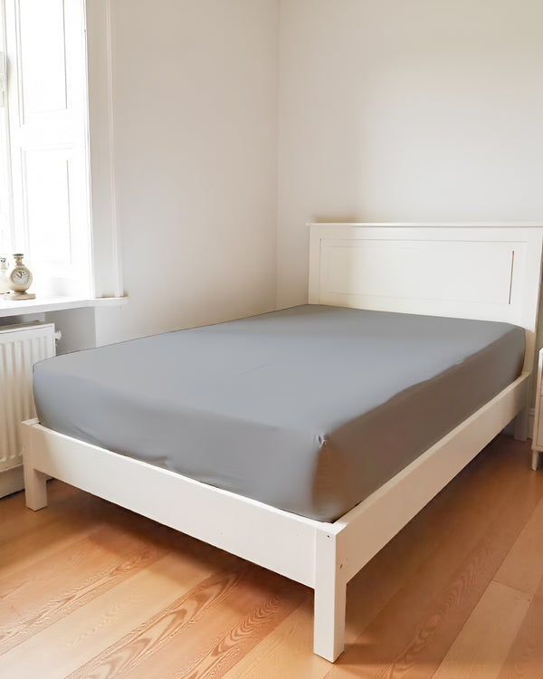 Luxe Giza Cotton 1 Piece Cot Fitted Sheet - Light Gray