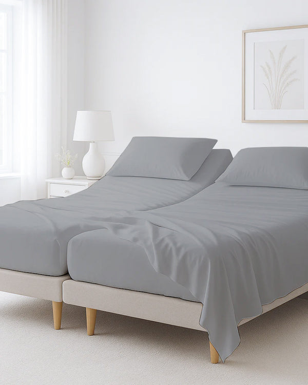 Softline Split Ultra-Soft 5-Piece Cotton Split Beds Sheet Set - Light Gray