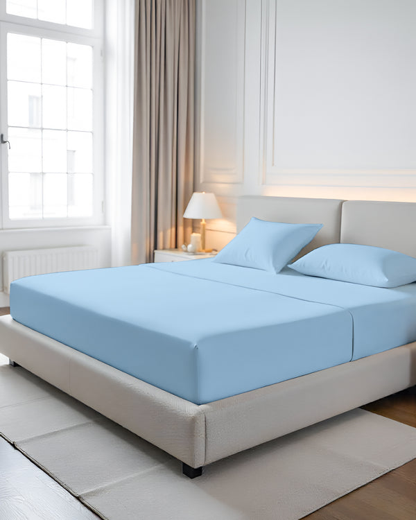 CalmFloats 4 Piece Waterbed Sheet Set- Light Blue