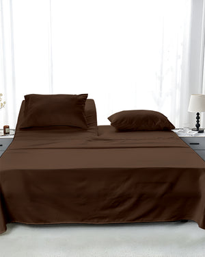 SleepEase Split Head 4 Piece Sheet Set- Chocolate