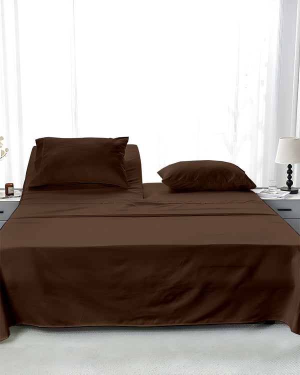 SleepEase Split Head 4 Piece Sheet Set- Chocolate