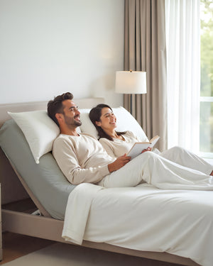 PureEase 1 Piece Top Split Microfiber Fitted Sheet- Light Gray