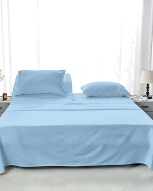 SleepEase Split Head 4 Piece Sheet Set- Light Blue