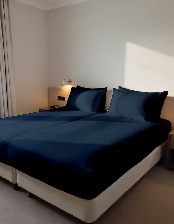 EliteFlex - 7 Piece Cotton Split Sheet Set for Adjustable Beds - Navy Blue