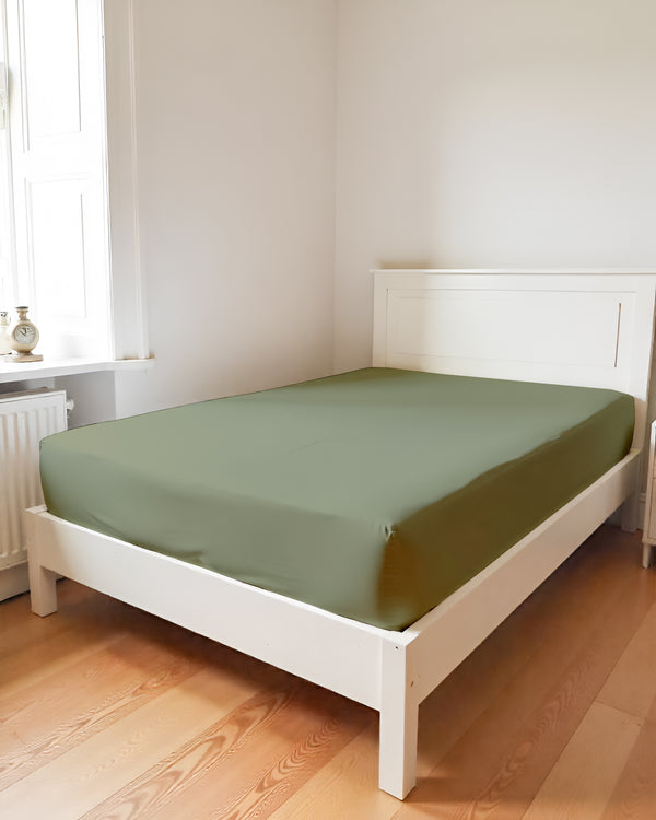 Luxe Giza Cotton 1 Piece Cot Fitted Sheet - Sage