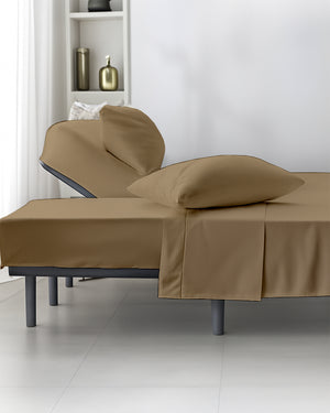 SplitLuxe Giza 4-Piece Split Head Sheet Set – Earth Taupe