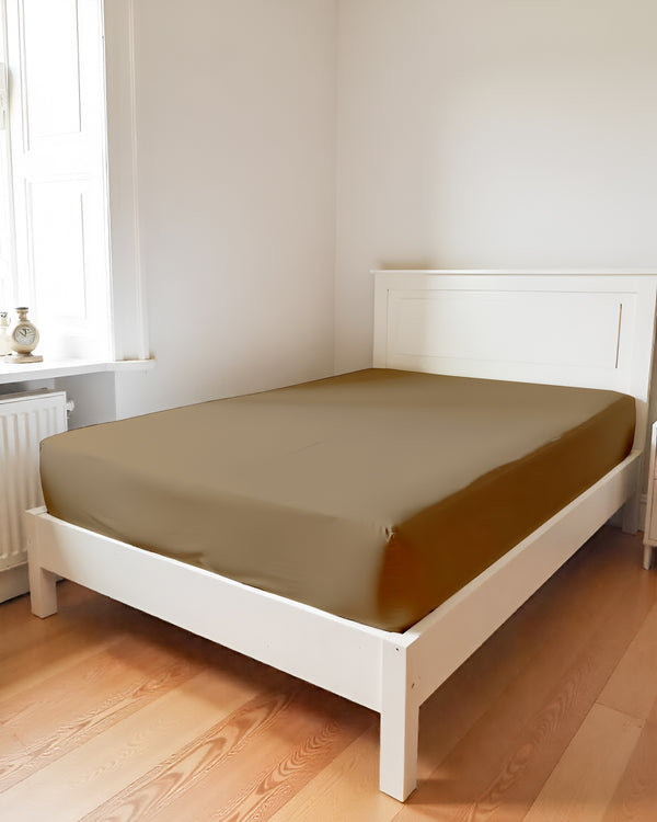 Luxe Giza Cotton 1 Piece Cot Fitted Sheet - Taupe