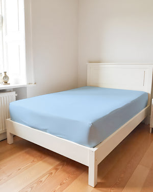 Luxe Giza Cotton 1 Piece Cot Fitted Sheet - Light Blue