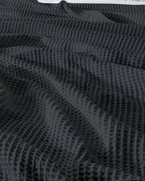 Havenweave Microfiber 1 Piece Waffle Coverlet - Smoky Black-Bed Layers-Shreem Linen-Slumber Sphere