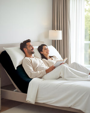 PureEase 1 Piece Top Split Microfiber Fitted Sheet- Navy Blue