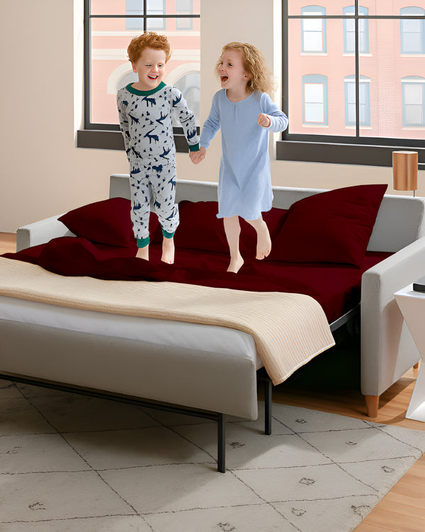 FlexFit Comfort Cotton 4-Piece Sleeper Sofa Sheet Set - Burgundy