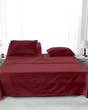 SleepEase Split Head 4 Piece Sheet Set- Burgundy