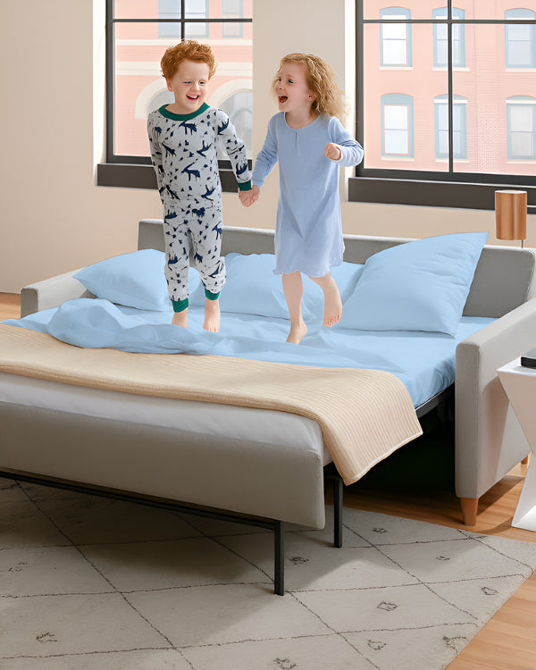 FlexFit Comfort Cotton 4-Piece Sleeper Sofa Sheet Set - Light Blue