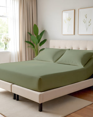 Serenity Split –  Premium Cotton 4 Piece Split Head Sheet Set- Sage