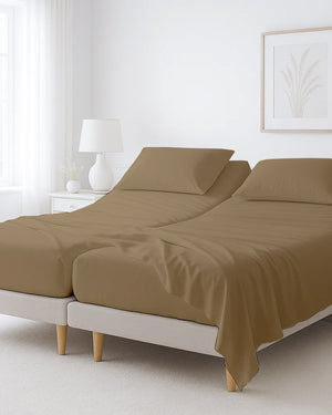 Softline Split Ultra-Soft 5-Piece Cotton Split Beds Sheet Set - Taupe
