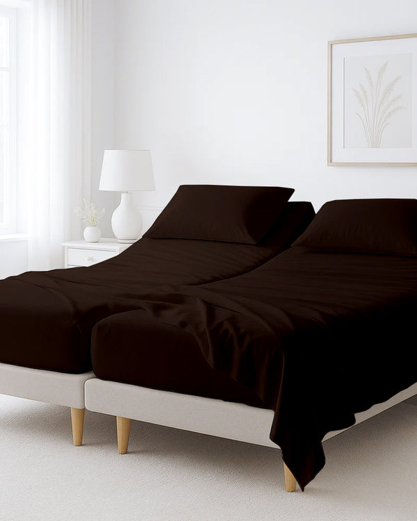 Softline Split Ultra-Soft 5-Piece Cotton Split Beds Sheet Set - Chocolate