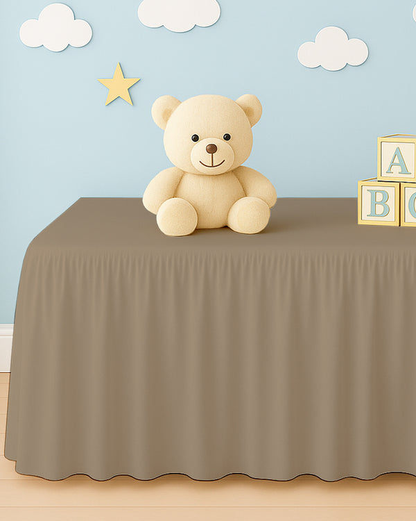 Microfiber Ruffled Crib Bed Skirt with Split Corners- Taupe-baby bedding-Shreem Linen-Slumber Sphere
