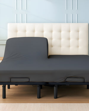 SleepSync Giza 1 Piece Split Head Fitted Sheet – Drift Dark Gray