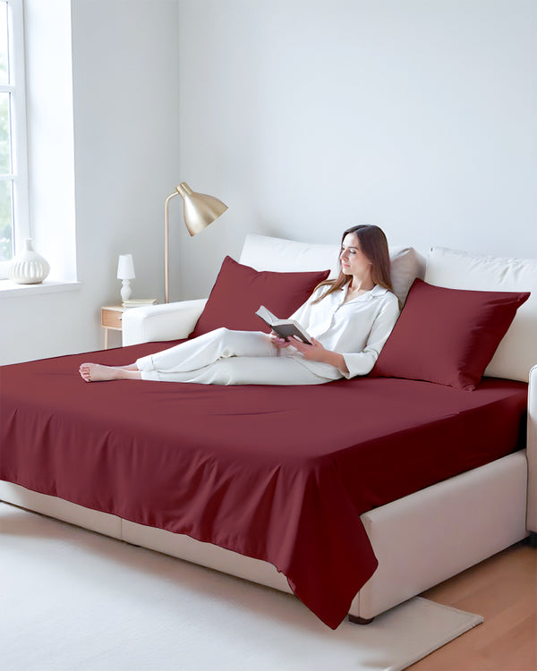 Exclusive 4 Piece Sleeper Sofa Combo- Burgundy