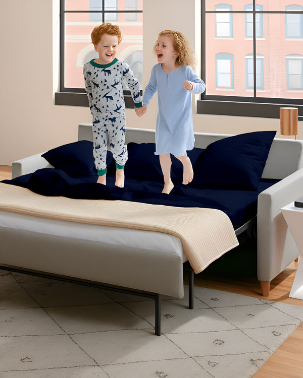 FlexFit Comfort Cotton 4-Piece Sleeper Sofa Sheet Set - Navy Blue