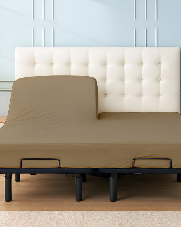 SleepSync Giza 1 Piece Split Head Fitted Sheet – Earth Taupe