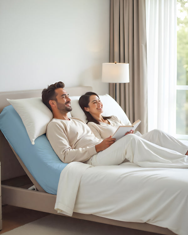 PureEase 1 Piece Top Split Microfiber Fitted Sheet- Light Blue