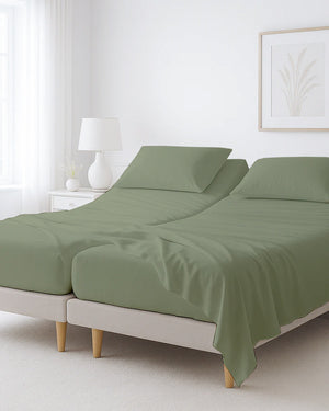 Softline Split Ultra-Soft 5-Piece Cotton Split Beds Sheet Set - Sage