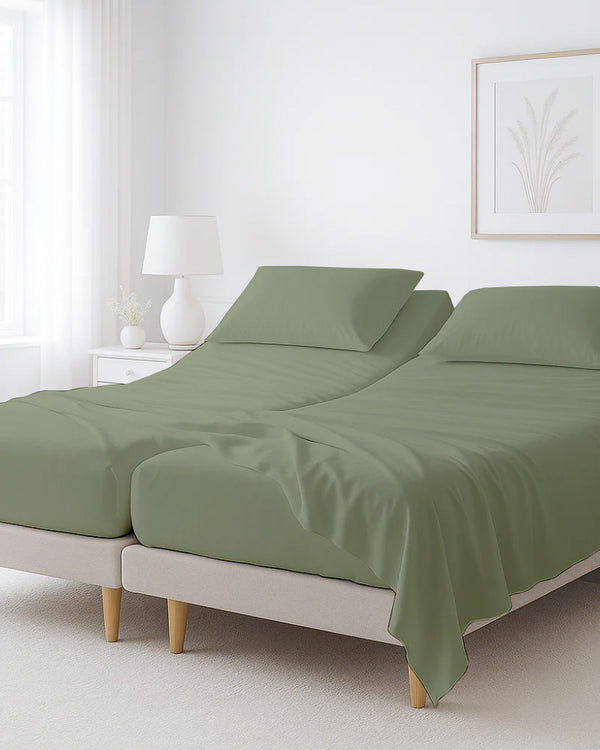 Softline Split Ultra-Soft 5-Piece Cotton Split Beds Sheet Set - Sage