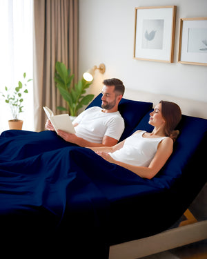 Serenity Split –  Premium Cotton 4 Piece Split Head Sheet Set- Navy Blue