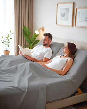 Serenity Split –  Premium Cotton 4 Piece Split Head Sheet Set- Light Gray