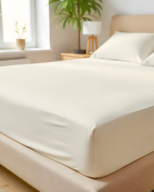 SleepNest 3 Piece Brushed Microfiber Fitted Sheet Set- Ivory