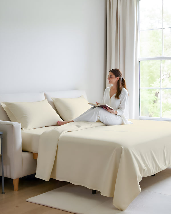 FlexFit Comfort Cotton 4-Piece Sleeper Sofa Sheet Set - Ivory