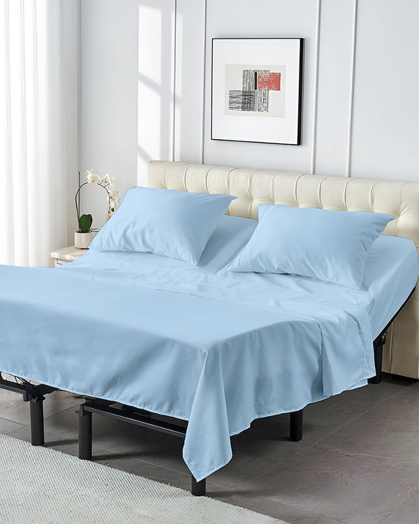 SplitLuxe Giza 4-Piece Split Head Sheet Set – Serenity Light Blue