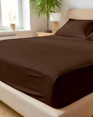 SleepNest 3 Piece Brushed Microfiber Fitted Sheet Set- Chocolate