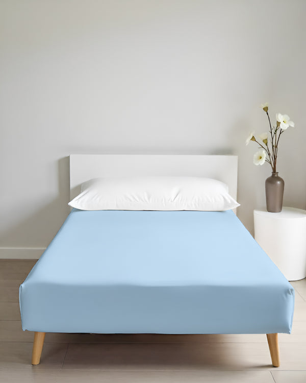 Luxe Giza Cotton 1 Piece Cot Fitted Sheet - Light Blue