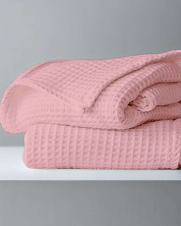 Havenweave Microfiber 1 Piece Waffle Coverlet - Blush Pink-Bed Layers-Shreem Linen-Slumber Sphere