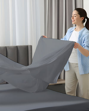SleepEase Split Head 4 Piece Sheet Set- Dark Gray