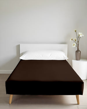 Luxe Giza Cotton 1 Piece Cot Fitted Sheet - Chocolate