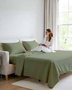 FlexFit Comfort Cotton 4-Piece Sleeper Sofa Sheet Set - Sage