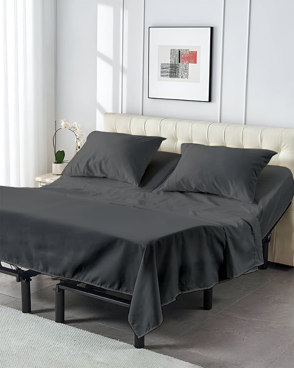 SplitLuxe Giza 4-Piece Split Head Sheet Set – Charcoal Dark Gray
