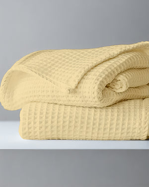 Havenweave Microfiber 1 Piece Waffle Coverlet - Pastel Yellow-Bed Layers-Shreem Linen-Slumber Sphere