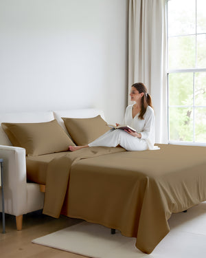 FlexFit Comfort Cotton 4-Piece Sleeper Sofa Sheet Set - Taupe