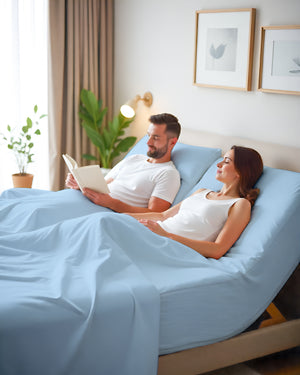 Serenity Split –  Premium Cotton 4 Piece Split Head Sheet Set- Light Blue