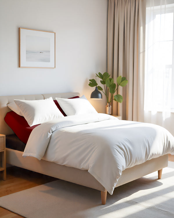 PureEase 1 Piece Top Split Microfiber Fitted Sheet- Burgundy