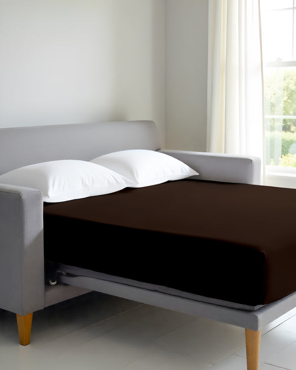 SmartSleep 1 Piece Deep Pocket Cotton Fitted Sheet for Convertible Sofa Beds - Chocolate