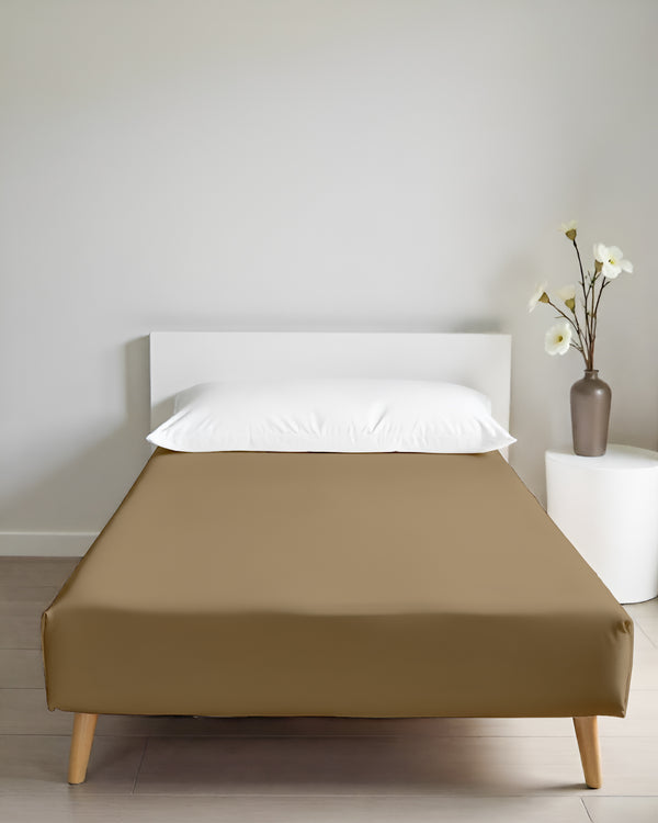 Luxe Giza Cotton 1 Piece Cot Fitted Sheet - Taupe
