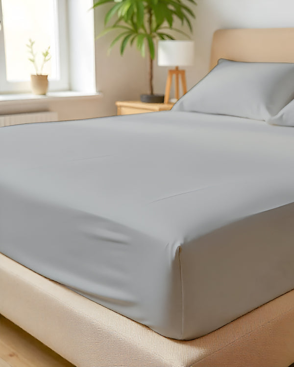SleepNest 3 Piece Brushed Microfiber Fitted Sheet Set- Light Gray