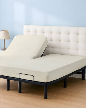 SleepSync Giza 1 Piece Split Head Fitted Sheet – Whisper Ivory