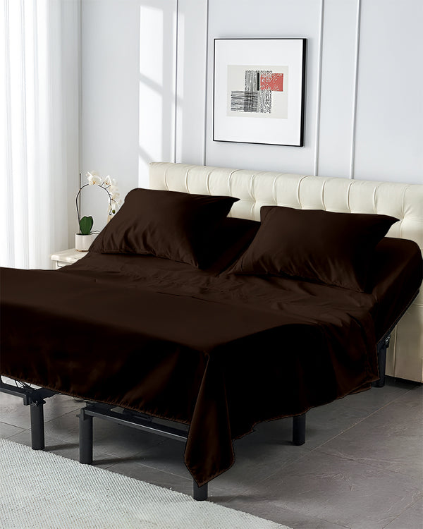SplitLuxe Giza 4-Piece Split Head Sheet Set – Cocoa Chocolate